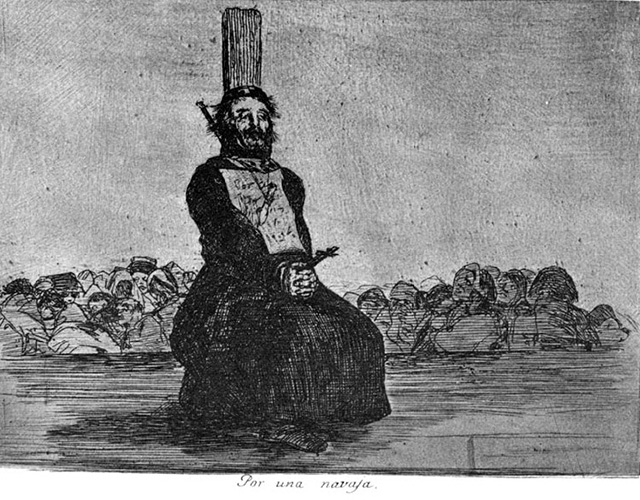 Франсиско Гойя_Лист 34 - За складной нож (Por una navaja). Священника казнят за ношение ножа