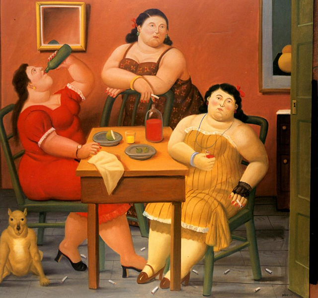 Картина Фернандо Ботеро "Три пьющие женщины" (2006)