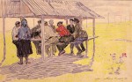18-Станислав Никиреев - Колхозный обед, цветные карандаши, 1962