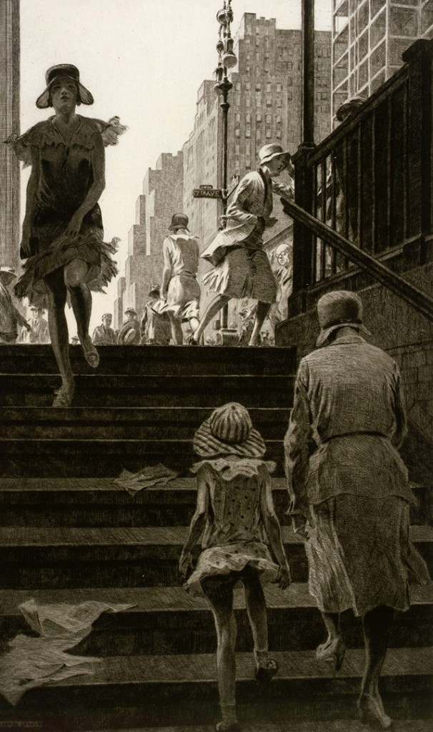 22-Martin Lewis_Subway Steps, 1930, drypoint on paper