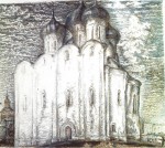 22-Станислав Никиреев - Вологда. Софийский собор, цветные карандаши, 1976