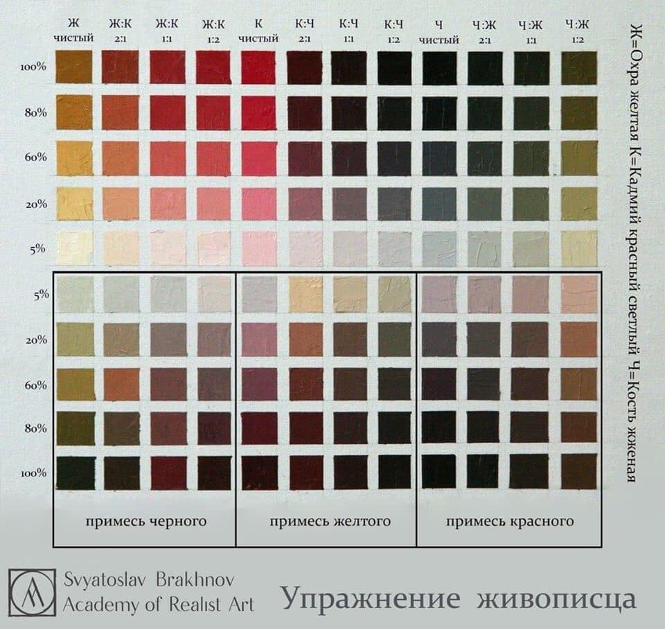 Таблица оттенков, изображение: Svyatoslav Brakhnov / Academy Of Realist Art