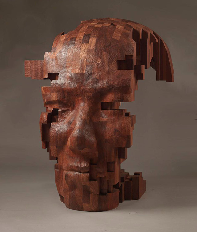 пиксельная скульптура из дерева, автор Хсу Тунг Хан