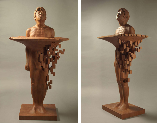 пиксельная скульптура из дерева, автор Хсу Тунг Хан