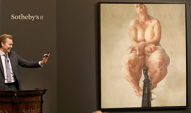 Jenny Saville Propped was auctioned for $12.5m. Photo: Tristan Fewings / Getty Images / Sotheby's