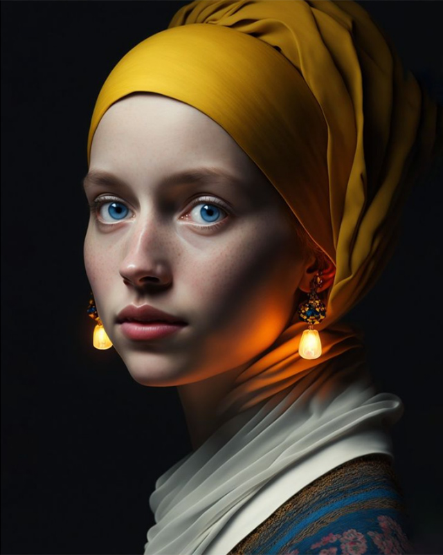 Julian van Dieken & Midjourney "A Girl With Glowing Earrings" (2023)