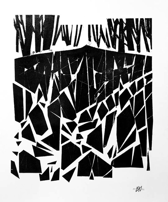 Художник Армен Аганесов "Деструктивность весны" (2022), бумага, высокая печать
