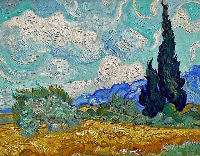Винсент ван Гог "Пшеничное поле с кипарисами III" (1889)