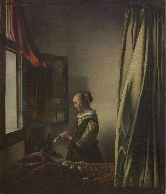 Картина Вермеера «Девушка, читающая письмо у открытого окна» до реставрации