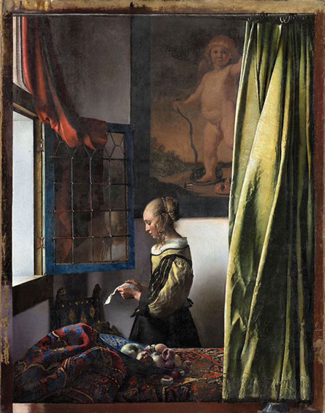 Картина Вермеера «Девушка, читающая письмо у открытого окна» после реставрации