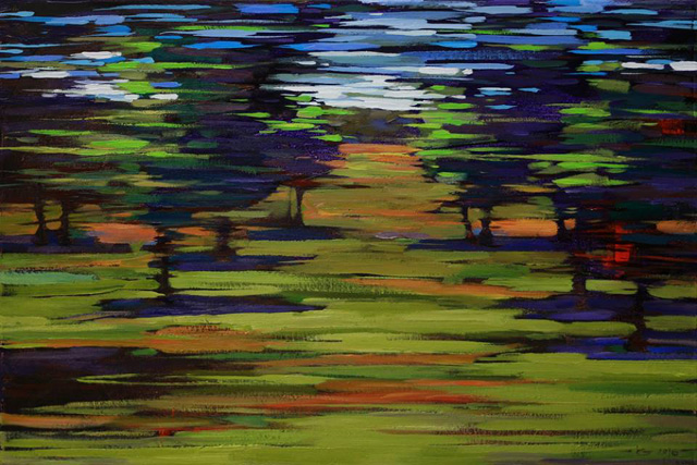 Лайма Года, «Сад» (картина из серии «Путевые зарисовки», 2016 г.), холст, акрил, масло, 40 х 60 см.