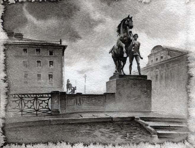 Городской пейзаж в графике Олега Евгеньевича Ильдюкова