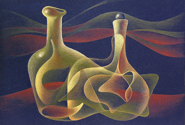 Рисунок В. Дианова «Эликсир» (2011), картон, восковые карандаши