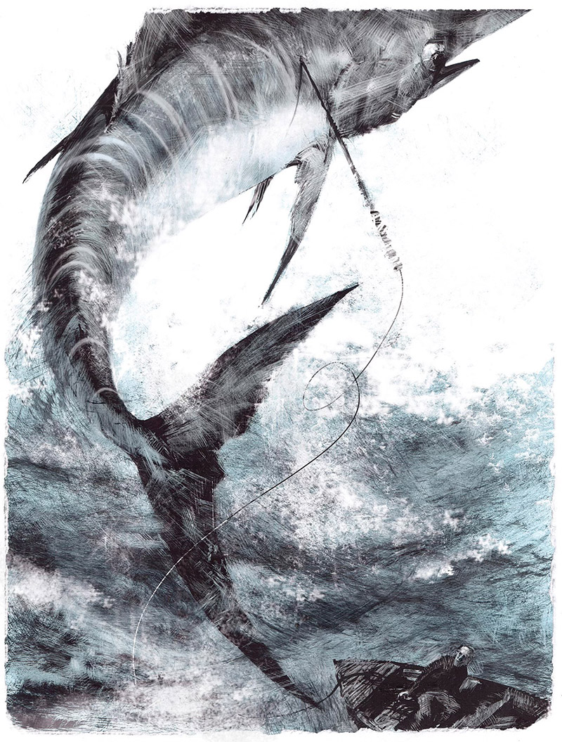 Старик и море, иллюстрация Славы Шульца-08