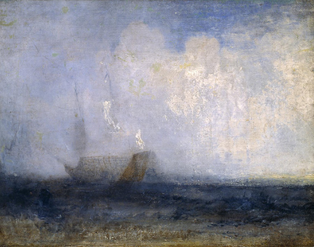 Уильям Тёрнер_Морской пейзаж с парусной шлюпкой и кораблем 1820-е
