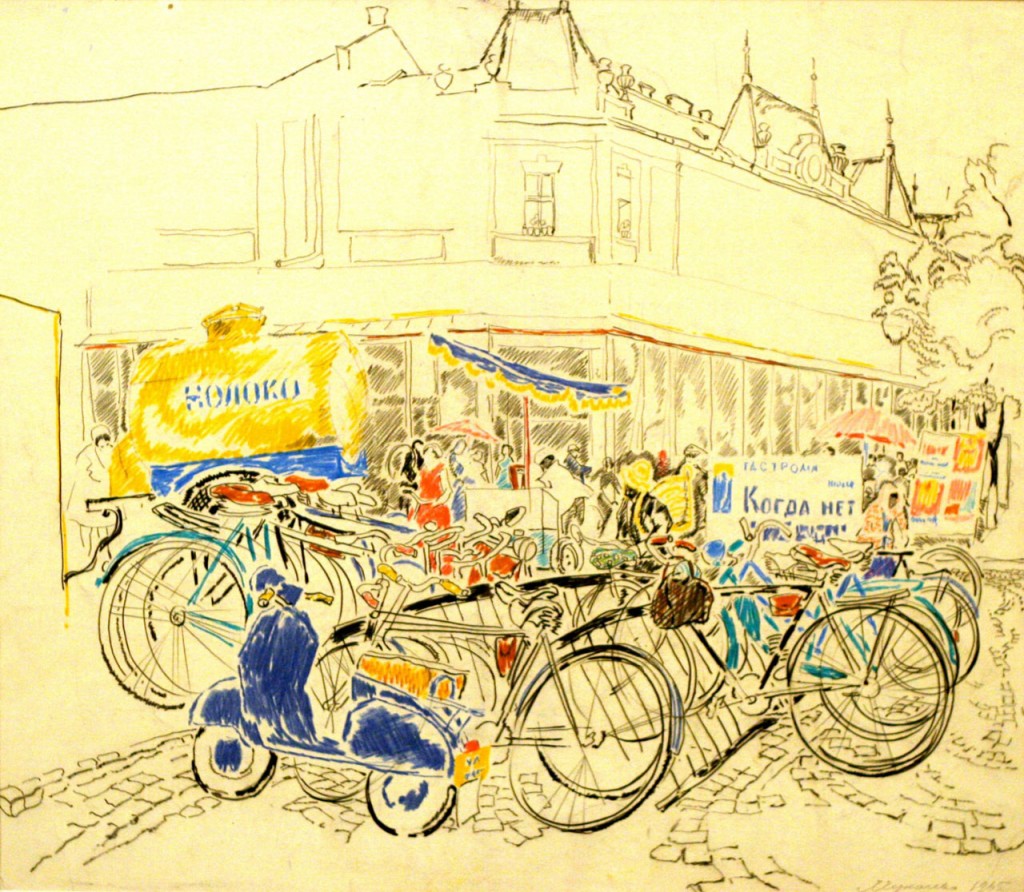 12-Станислав Никиреев - Мукачево, цветные карандаши, 1965