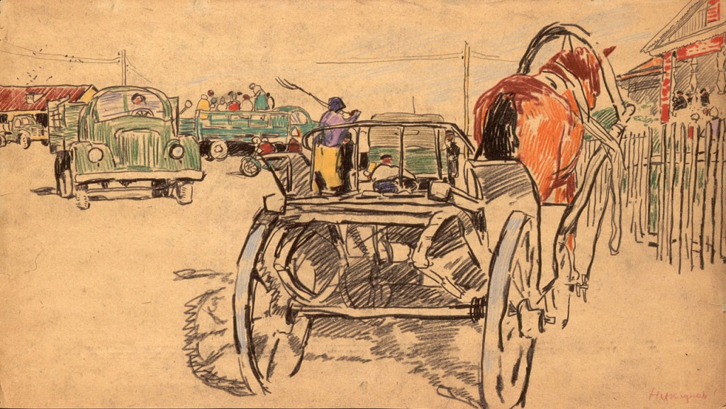 17-Станислав Никиреев - Село Доброе, цветные карандаши, 1962