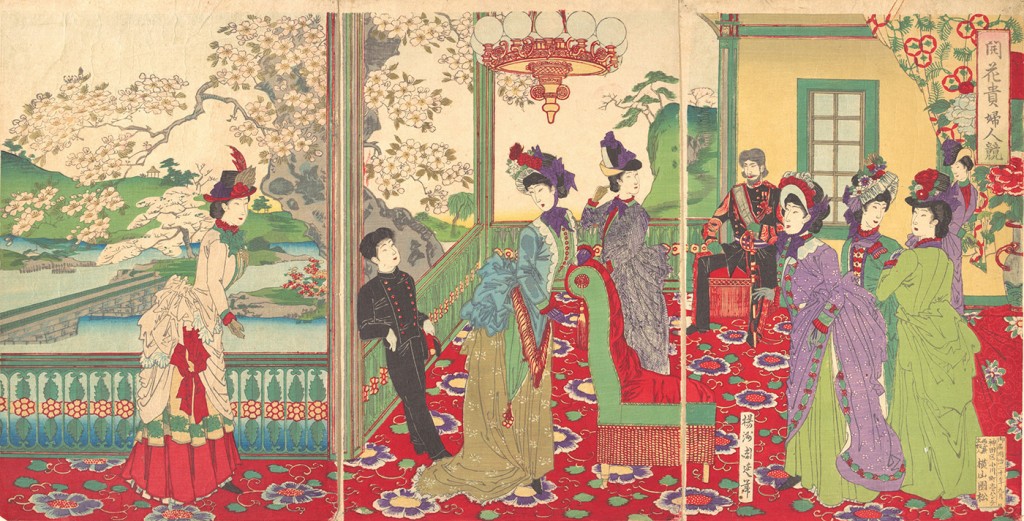19_Ёсю (Хасимото) Тиканобу (1838–1912) Конкурс элегантных дам среди цветущей сакуры, 1887