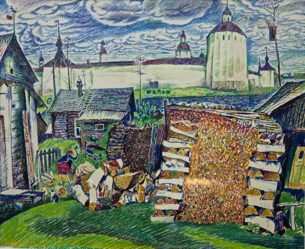 39-Станислав Никиреев Берёзовые дрова, цветные карандаши, 1971