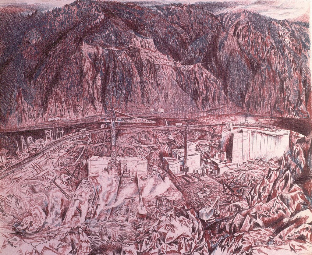40-Станислав Никиреев - Саянская ГЭС, цветные карандаши